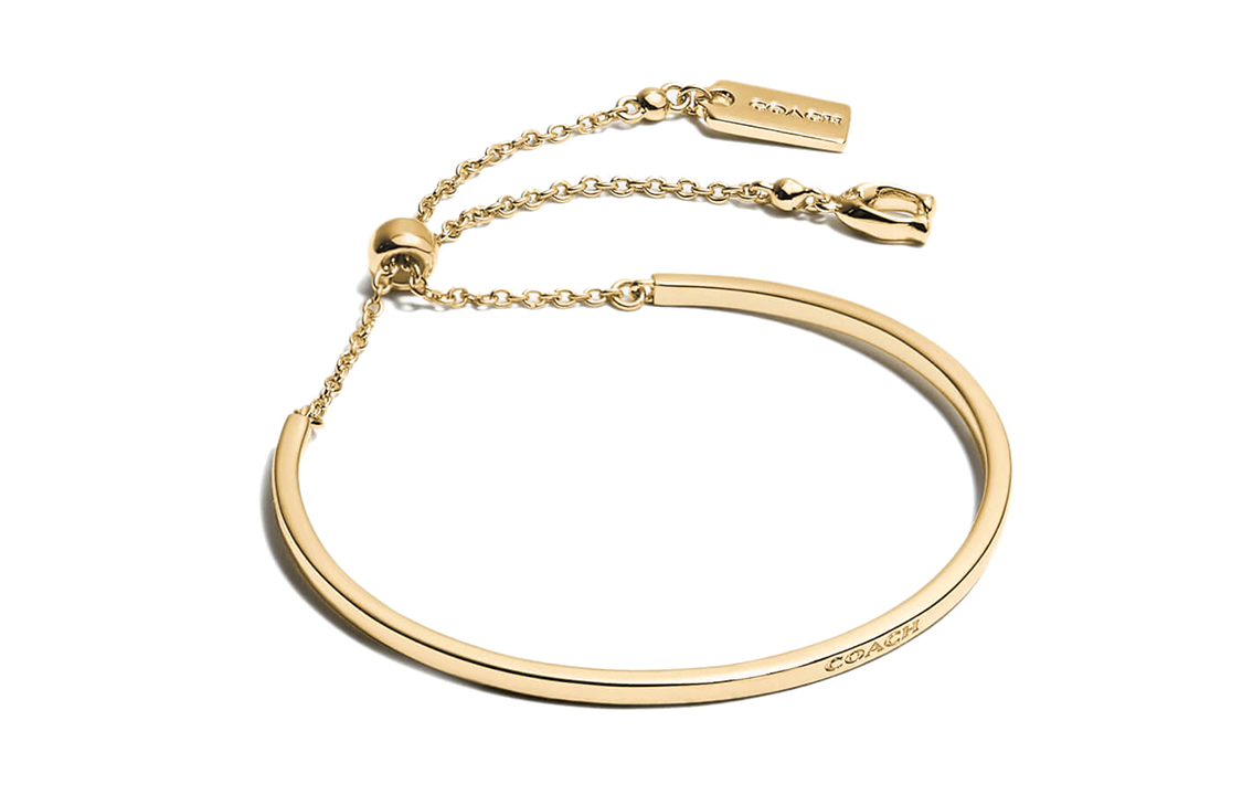 COACH Carved brass golden bracelet for men and women, with your logo imprint, for beloved