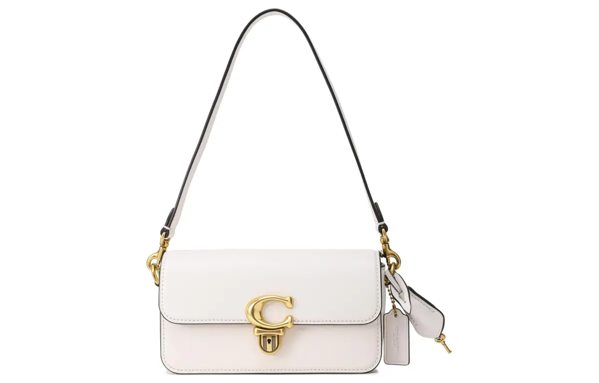 COACH Studio Cow Leather Portable Crossbody Bag, Shoulder Bag Small Women's White