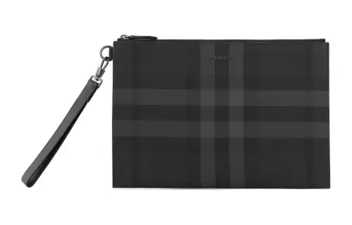 Burberry Leather Envelope Bag, Clutch Regular Men's Black