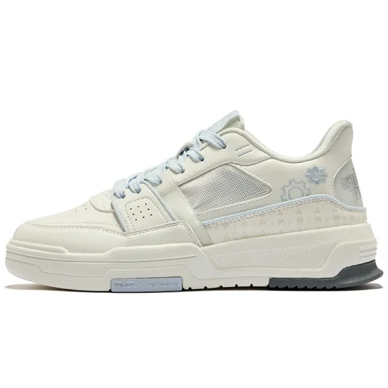 Erke Battery Panda Slip-Resistant Cushioning Low-Top Skateboard Shoes Women's White Blue