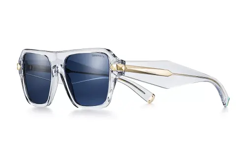 TIFFANY & CO. Acetate Irregular Shape Sunglasses Women's Light Blue