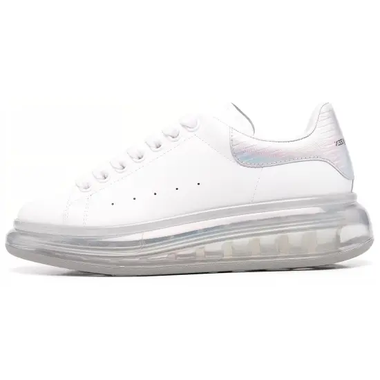 Alexander McQueen Leather Larry Oversized Sneakers 'White Iridescent' Women's