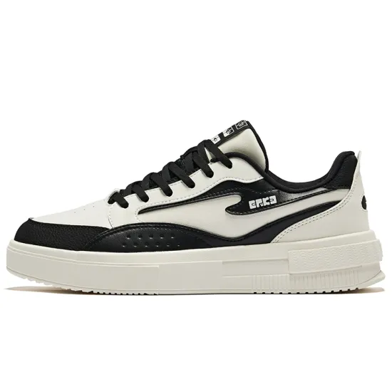 Erke Skateboard Shoes Men Low-Top Jet Black Microcrystal White