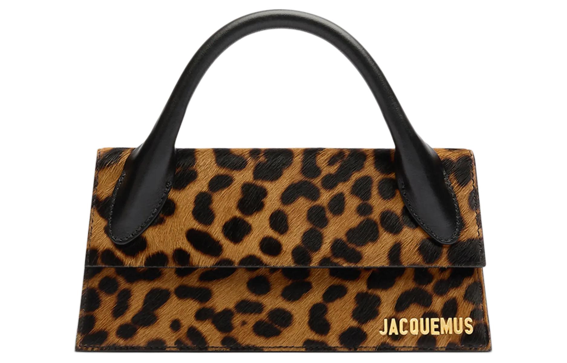 Jacquemus Le Chiquito With Cow Suede Leather Shoulder Bag, Crossbody Bag, Handbag Women's Leopard Print Brown