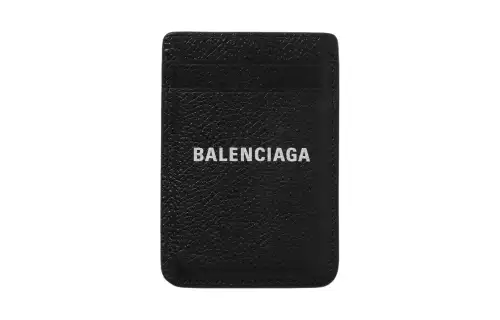 Balenciaga Full Grain Leather Card Holder Men's Black