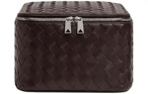 Bottega Veneta Intrecciato Cow Leather Storage Bag Tubas Women's Chocolate Brown