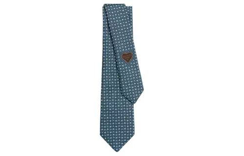 HERMES Love Love Ties Men's Gray Blue