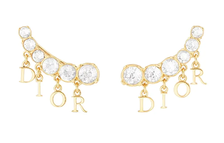 DIOR Crystal, Metal Earrings Women's Gold