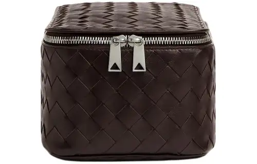 Bottega Veneta Intrecciato Cow Leather Storage Bag Medium Size Men's Chocolate Brown
