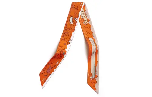 HERMES Silk Scarves Women's Orange