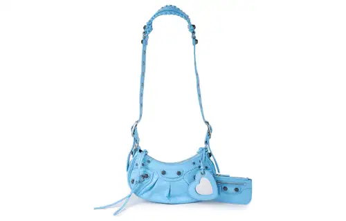 Balenciaga Le Cagole Cow Leather Crossbody Bag, Shoulder Bag Women's Sky Blue