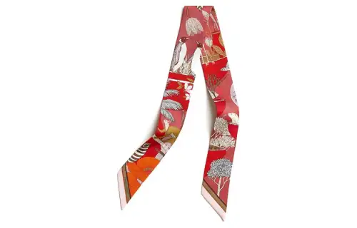 HERMES Mulberry Silk Scarves Women's Red