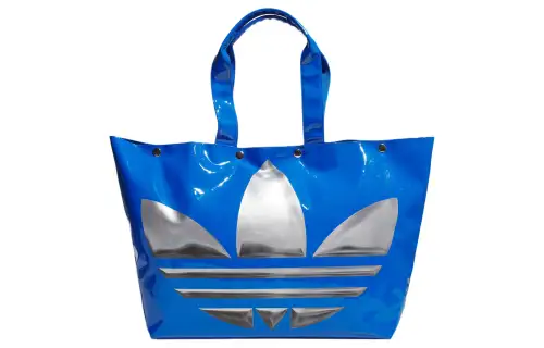 Adidas Originals Trefoil Polyurethane Tote Bag, Shopping Bag, Shoulder Bag, Handbag Regular Women's Bird Feather Blue