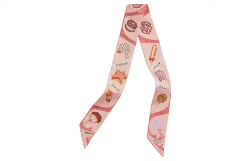 Hermès Pre Owned 2010 2025 Funny Ice Cream Silk Twilly Scarf Scarves