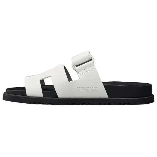 HERMES Chypre Slide Slippers Women's White