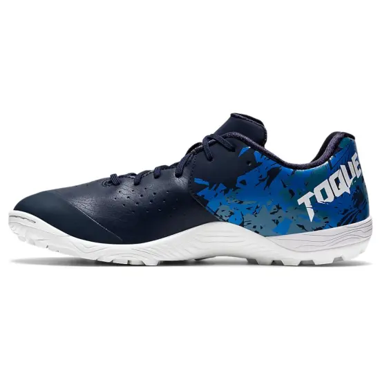 Asics Toque 7 Soccer Shoes Unisex Low-Top Black Blue