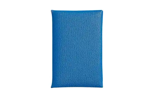 HERMES Calvi Mysore Goat Skin Wallet, Coin Purse, Card Holder Women's Sambal Blue With Mint Accent