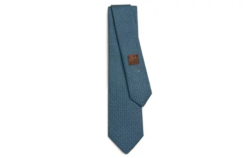 HERMES H Marin Mulberry Silk Ties Men's Blue