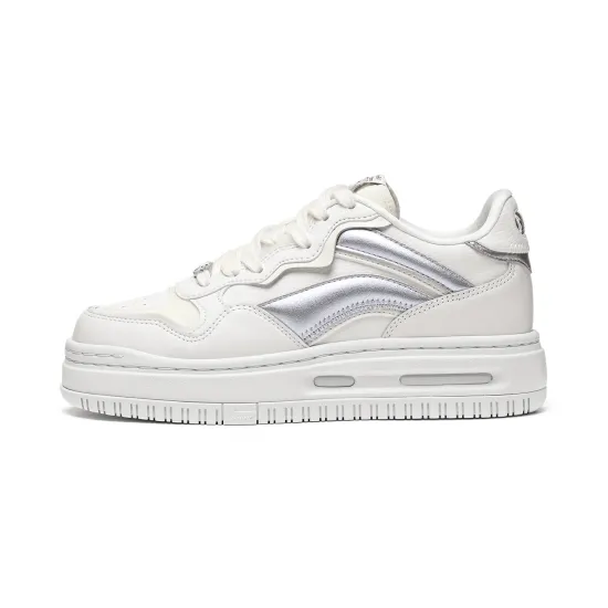 LINING Future C1 Skateboard Shoes Women's Low-Top White Silver