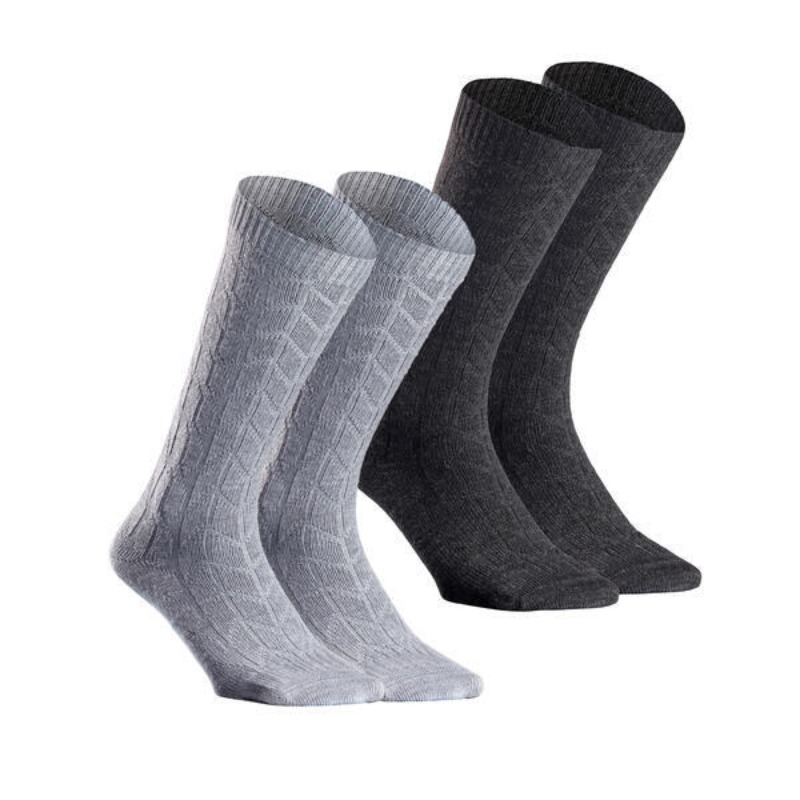 DECATHLON SH100 Crew Socks Unisex Asphalt Gray/Black 2 Pack