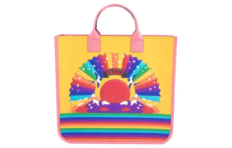 GUCCI Canvas With Leather Tote Bag, Shopping Bag, Handbag Kids'