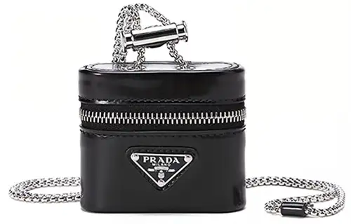 PRADA Saffiano Leather Earphone Case Women's Black