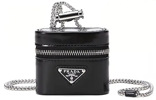 PRADA Saffiano Leather Earphone Case Women's Black