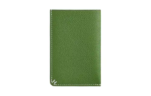 HERMES H Sellier Evercolor Leather Card Holder Men's A8 Yuka Ribbon Green