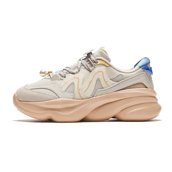 Pop Mart X ANTA Casual Shoes Women's Low-Top Beige Brown