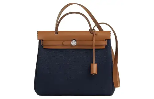 HERMES Herbag Zip Canvas With Hunter Cow Leather Handbag, Crossbody Bag 31 Unisex Black/Brown
