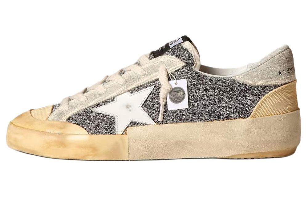 Кожа Swarovski/Swarowski x Golden Goose Super-Star Lab с круглым носком со шнурками Низкая банда панель обувь женский Пепел белый расстроенный версия