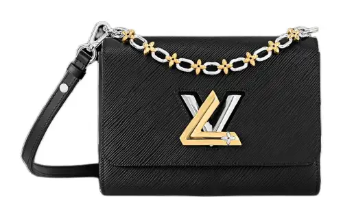 LOUIS VUITTON Twist Grain Cow Leather Portable Crossbody Bag, Shoulder Bag Medium Women's Black