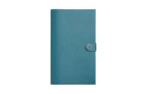 HERMES RMS Toutenmain Evercolor Calfskin Wallet, Card Holder Women's Denim Blue