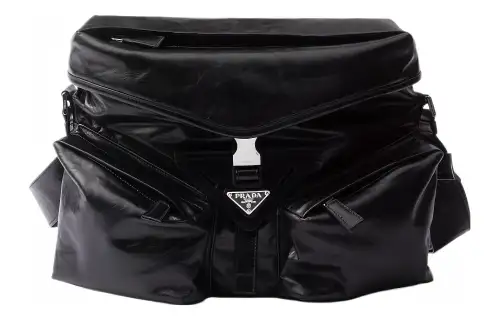 PRADA Re Nylon Leather Crossbody Bag, Shoulder Bag Women's Black