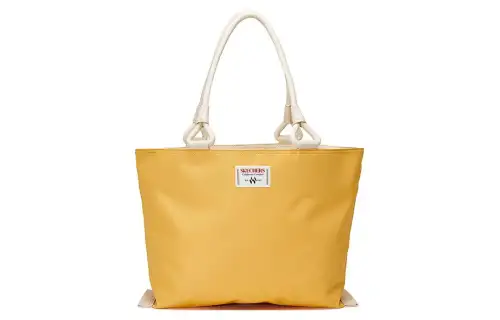 Skechers Fabric Tote Bag, Shopping Bag, Handbag, Shoulder Bag Unisex Amber Gold & Soft White