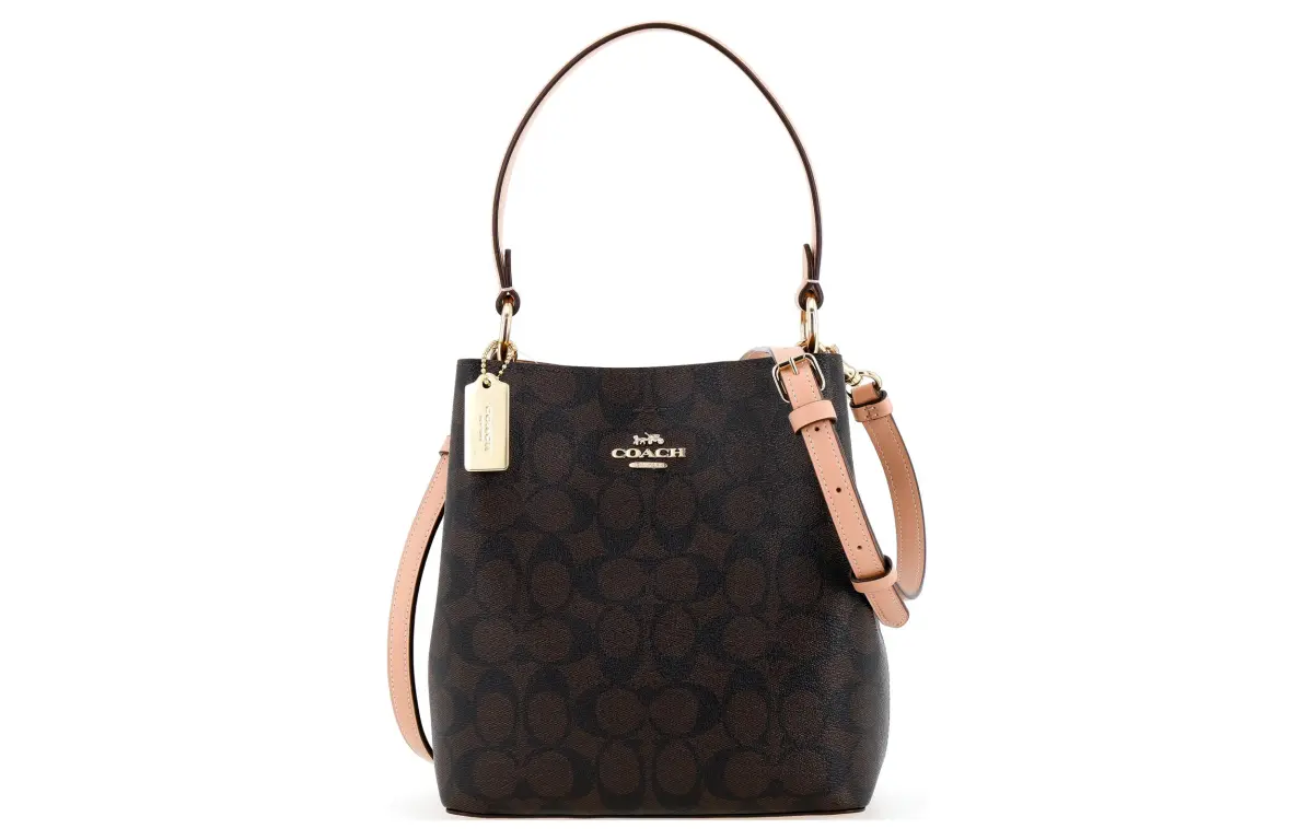 COACH Town PVC Leather Bucket Bag Handbag Small Women's Brown