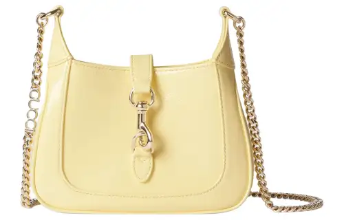 GUCCI Patent Leather Crossbody Bag, Shoulder Bag Women's Light Yellow