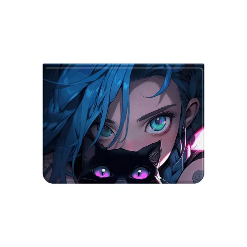 Ten cents MSMF Jinx cat cartoon hand-painted tri-fold with pen slot, suitable for iPad Pro 2022/21 models 12.9-inch 11-inch 10th generation 10.9-inch air4/5/10.2-inch/9.7-inch tablet protective case