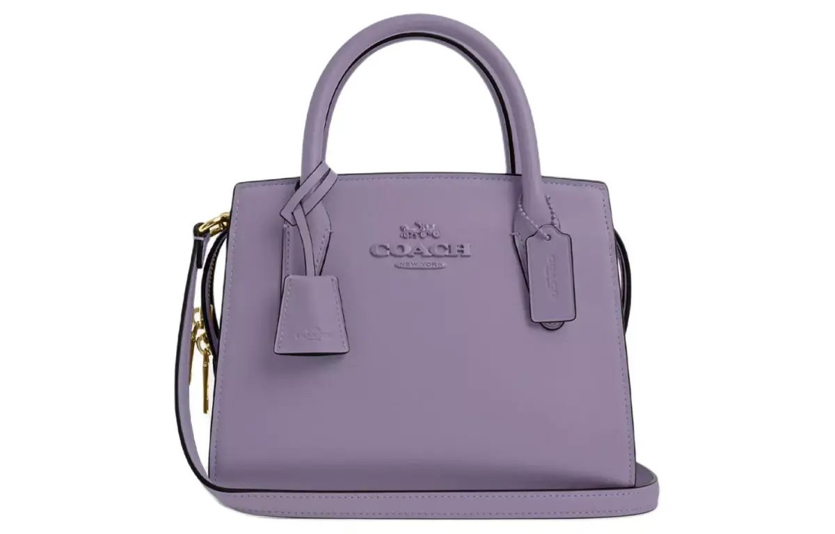COACH Refined Calfskin Shoulder Bag, Crossbody Bag, Handbag Small Women's Silver & Light Purple