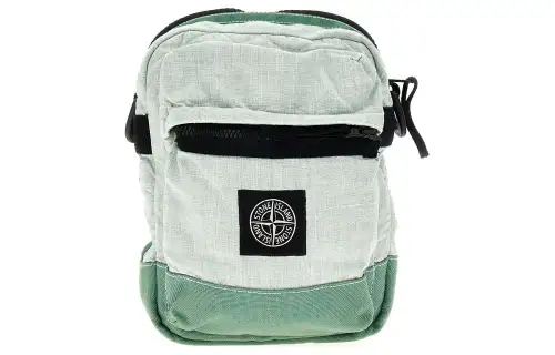 STONE ISLAND Linen Crossbody Bag, Shoulder Bag Men's Green