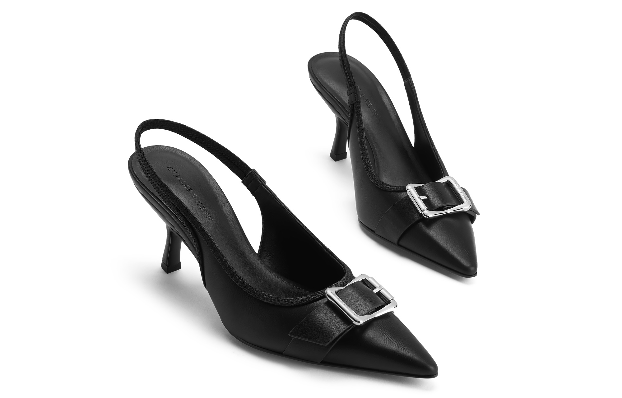 CHARLES&KEITH Small Ck PU, Textile One Strap Sandals 7.7cm Women's