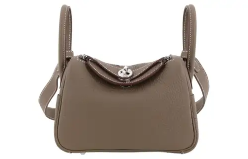 HERMES Lindy Taurillon Clemence Cow Leather Handbags 19 Women's 18 Etoupe Elephant Gray