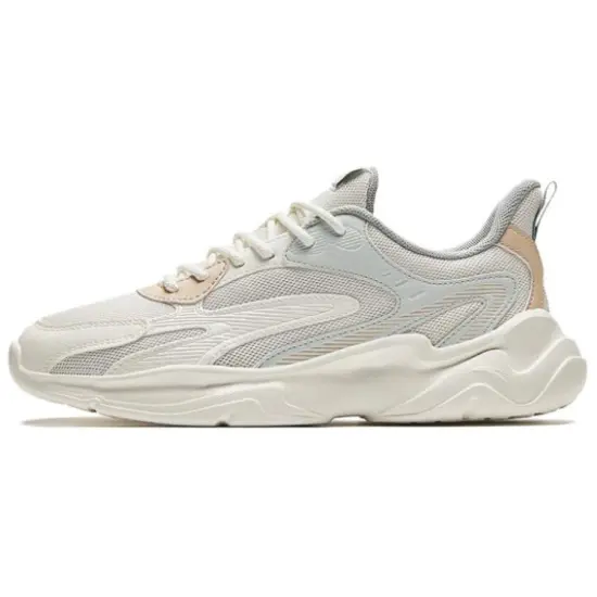 ANTA Casual Shoes Women's Low-Top Ivory White/Light Gray/Champagne