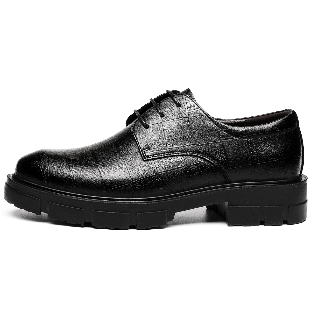 Chint cow split leather plaid simple commuting versatile business British style formal leather shoes men's style