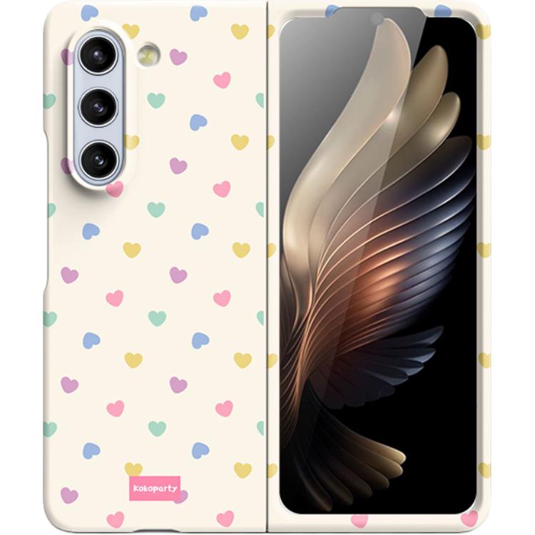 Kokoparty PC material Korean film colorful love wave dot mobile phone case suitable for Fold6/Fold5/w24/w25 Heart to the World