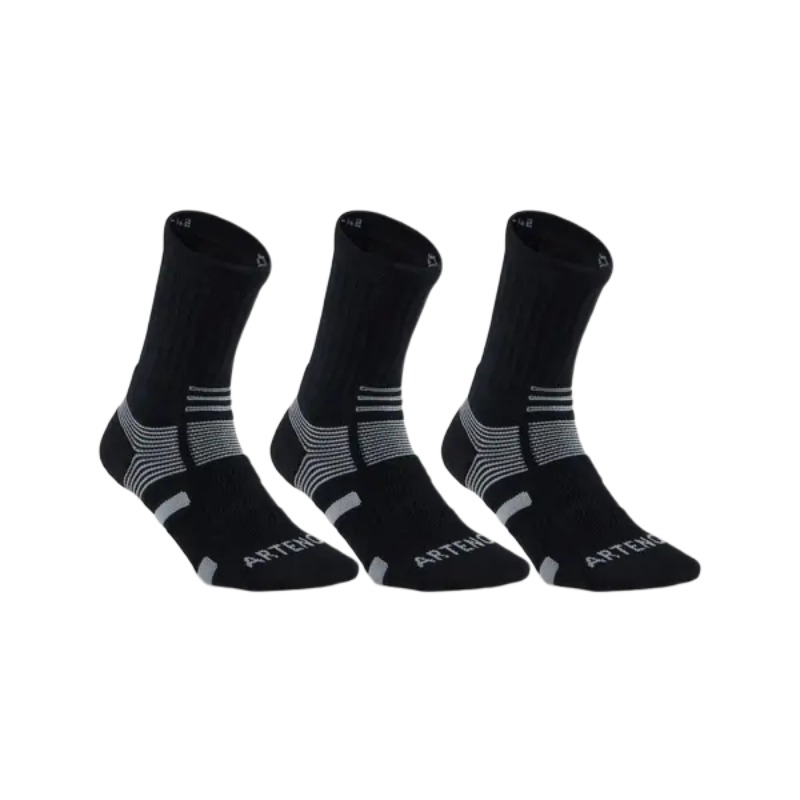 DECATHLON Knee High Socks Unisex Black/Gray 3 Pack