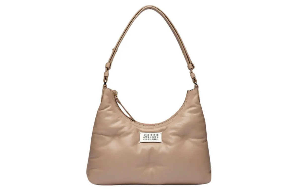 Maison Margiela Glam Slam Full Grain Nappa Leather Hobo Bag, Shoulder Bag, Handbag Small Women's Mud Brown
