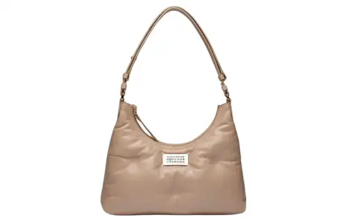 Maison Margiela Glam Slam Full Grain Nappa Leather Hobo Bag, Shoulder Bag, Handbag Small Women's Mud Brown