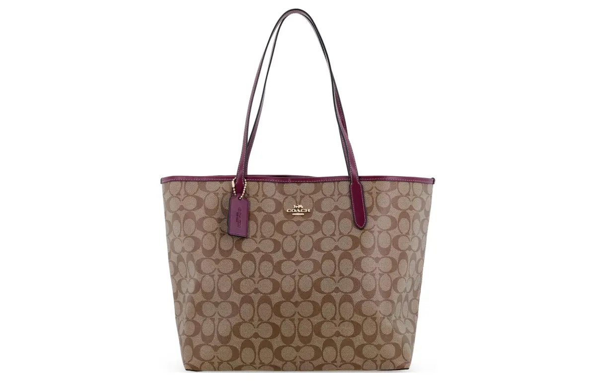 COACH City Artificial Leather Tote Bag, Shopping Bag, Portable Crossbody Bag, Shoulder Bag Large Women's Deep Berry Red