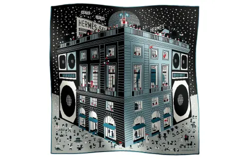 HERMES Scarves Men's Light Gray/Black